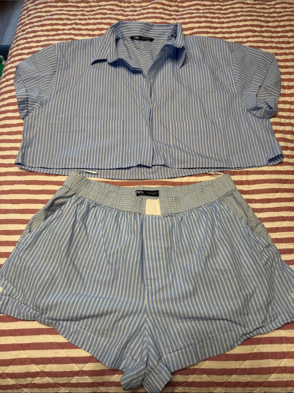 2 piece Zara set shorts and button down